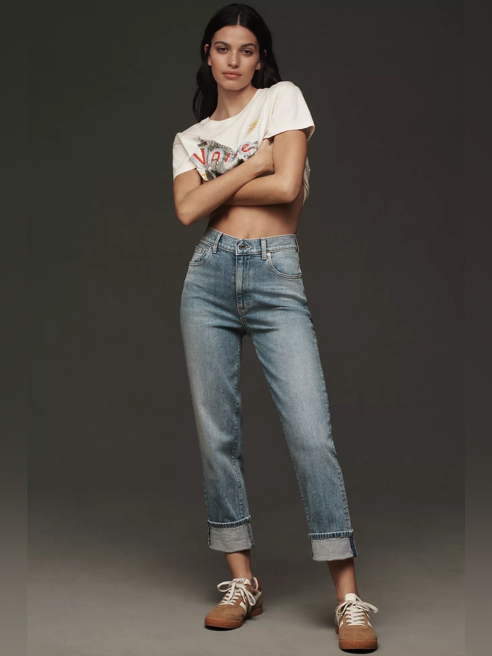 Le Jean Easy Slim Cuffed Mid-Rise Jeans
